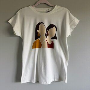 Arturo Calle, Women's Funky Retro Embellished Top, Size Small, Brown/Yellow,